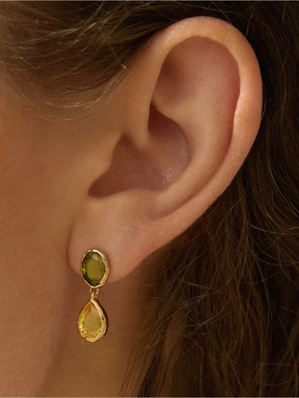 NWT Pedra Earrings | Jewelry Gold Made in Paris Green Yellow Earrings